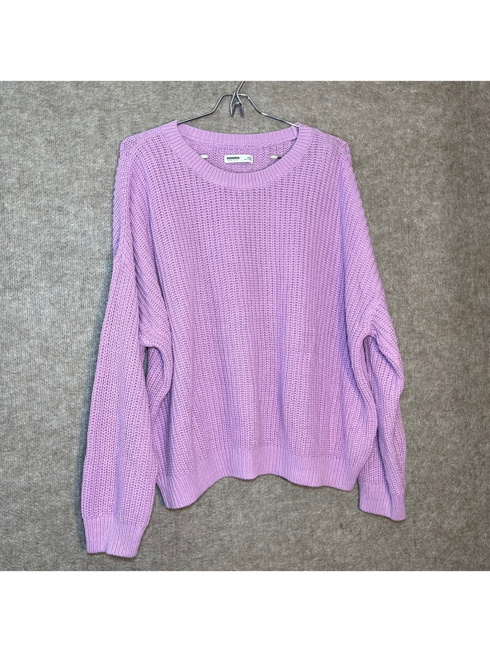 Sonoma Sweater Women PXXL Petite XXL Lavender Chunky Knit Cotton Blend